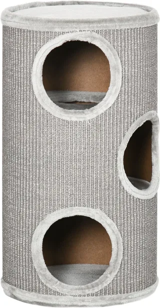 Krabton met 3 grotten D30-535V00 de PawHut en Gris – photo produit 1 sur 5