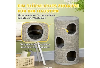 Krabton met 3 grotten D30-535V00 de PawHut en Gris – photo produit 4 sur 5