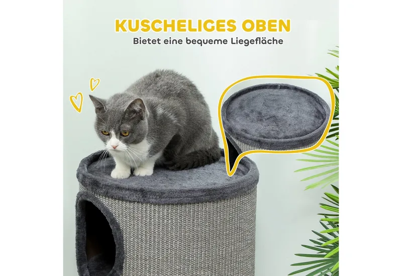 Krabton met 3 grotten D30-535V01 von PawHut in Grau – Produktfoto 5 von 5