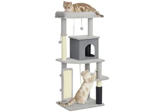 Kratzbaum 132 cm Katzenbaum mit Katzenhöhle, Spielball, Katzenkratzbaum mit Sisal-Kratzsäulen, für Katzen bis 6 kg by PawHut in Light grey – product photo 2 of 5