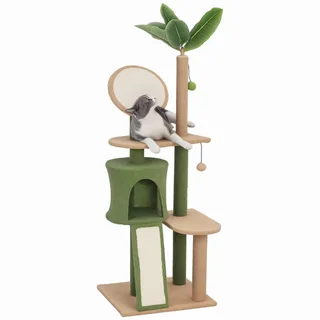 Kratzbaum 139 cm Katzenbaum mit Katzenhöhle, Spielball, Katzenkratzbaum mit Sisal-Kratzsäulen, für Katzen bis 5 kg by PawHut in Green – product photo 1 of 5