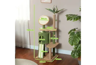 Kratzbaum 139 cm Katzenbaum mit Katzenhöhle, Spielball, Katzenkratzbaum mit Sisal-Kratzsäulen, für Katzen bis 5 kg by PawHut in Green – product photo 3 of 5