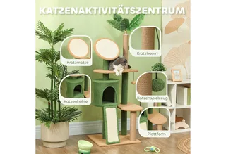 Kratzbaum 139 cm Katzenbaum mit Katzenhöhle, Spielball, Katzenkratzbaum mit Sisal-Kratzsäulen, für Katzen bis 5 kg by PawHut in Green – product photo 5 of 5