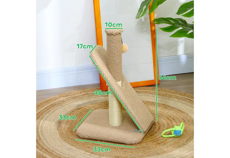 Kratzbaum 54 cm Hoch Kratzsäule Kratzstamm mit Spielball, Sisal-Katzenkratzbaum Katzenbaum für kleine Katzen, Katzen Kratzmöbel, Cremeweiß by PawHut in Brown – product photo 3 of 5