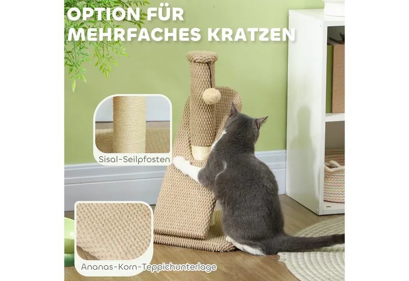 Kratzbaum 54 cm Hoch Kratzsäule Kratzstamm mit Spielball, Sisal-Katzenkratzbaum Katzenbaum für kleine Katzen, Katzen Kratzmöbel, Cremeweiß by PawHut in Brown – product photo 5 of 5