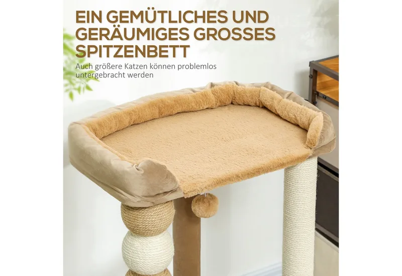 Kratzbaum 86 cm Katzenbaum mit Sprungplattform, Bett, Spielball, Katzenkratzbaum mit Jute-Kratzsäulen, für Katzen bis 7 kg by PawHut in Kaffee – product photo 4 of 5
