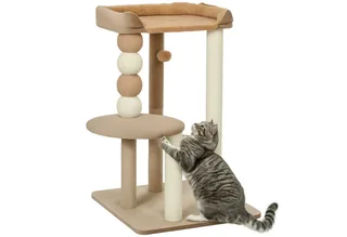 Kratzbaum 86 cm Katzenbaum mit Sprungplattform, Bett, Spielball, Katzenkratzbaum mit Jute-Kratzsäulen, für Katzen bis 7 kg by PawHut in Kaffee – product photo 2 of 5