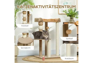 Kratzbaum 86 cm Katzenbaum mit Sprungplattform, Bett, Spielball, Katzenkratzbaum mit Jute-Kratzsäulen, für Katzen bis 7 kg by PawHut in Kaffee – product photo 5 of 5