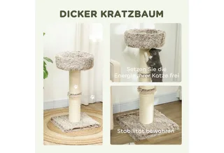 Kratzbaum 87 cm hoch Katzenbaum mit Bett, dick Stamm, Katzenkratzbaum mit Sisal-Kratzsäulen, für Katzen bis 6 kg, Indoor de PawHut en Marron – photo produit 4 sur 5