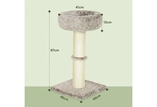 Kratzbaum 87 cm hoch Katzenbaum mit Bett, dick Stamm, Katzenkratzbaum mit Sisal-Kratzsäulen, für Katzen bis 6 kg, Indoor de PawHut en Marron – photo produit 3 sur 5