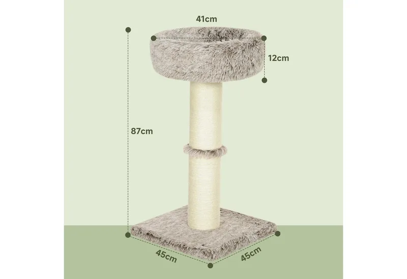 Kratzbaum 87 cm hoch Katzenbaum mit Bett, dick Stamm, Katzenkratzbaum mit Sisal-Kratzsäulen, für Katzen bis 6 kg, Indoor de PawHut en Marron – photo produit 3 sur 5