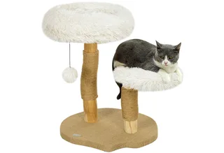 Kratzbaum-Birnbaumholz, Polyester-50L x 47B x 61,5H cm-Weiß by PawHut in Natural – product photo 2 of 5