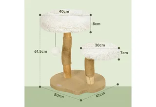 Kratzbaum-Birnbaumholz, Polyester-50L x 47B x 61,5H cm-Weiß by PawHut in Natural – product photo 3 of 5