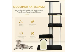 Kratzbaum mit Kissen und 4 Ebenen D30-625V00 von PawHut in Schwarz – Produktfoto 4 von 5