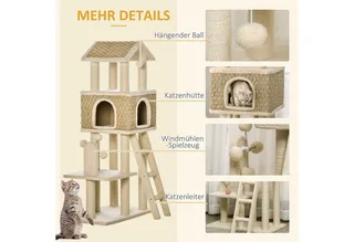 Kratzbaum mit Spielbälle D30-431 fra PawHut i Natur – produktbillede 5 af 5