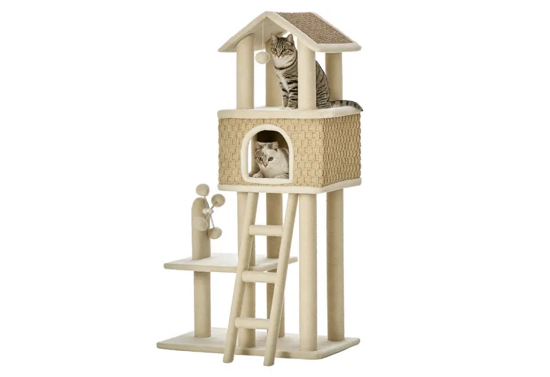Kratzbaum mit Spielbälle D30-431 fra PawHut i Natur – produktbillede 2 af 5