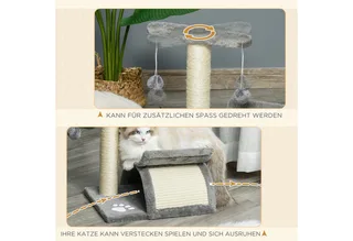 Kratzbaum-Spanplatte, Plüsch, Sisalfaser-L40 x B30 x H43 cm-Hellgrau de PawHut en Gris clair – photo produit 5 sur 5