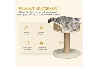 Kratzbaum-Spanplatte, Polyester-40L x 40B x 49H cm-Kaffee von PawHut in Koffie – Produktfoto 4 von 5
