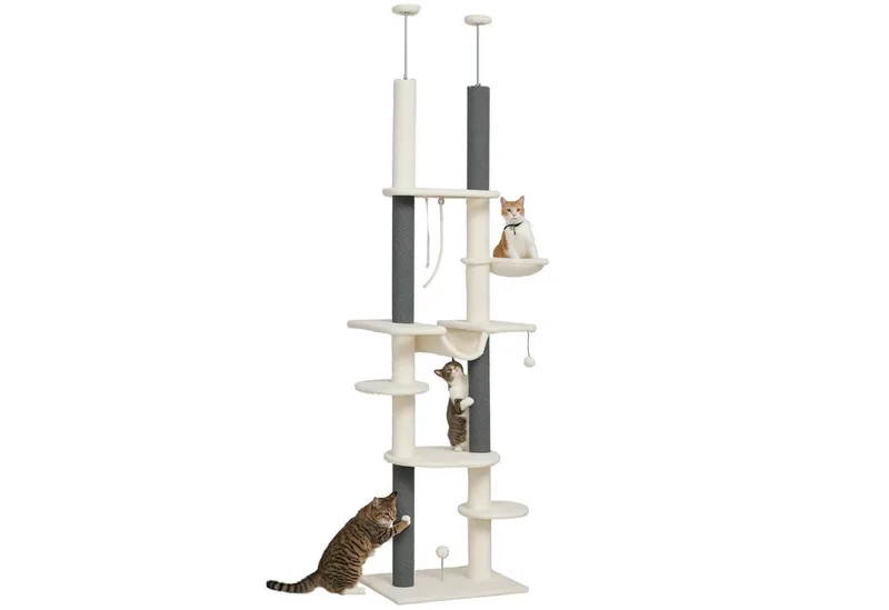 Kratzbaum-Spanplatte, Polyester-60L x 44B x 225-255H cm-Weiß by PawHut in White – product photo 2 of 5