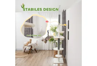 Kratzbaum-Spanplatte, Polyester-60L x 44B x 225-255H cm-Weiß by PawHut in White – product photo 5 of 5