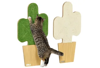Kratzmatte Katze, 2er Set Katzenkratzbretter aus Juteseil, Katzen Kratzbrett mit Haken, Kratzwand für Katzen im Kakteen-Design, 30 x 60 cm by PawHut in Eiche+Weiß+Grün – product photo 2 of 5
