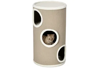 Kratztonne, Höhe 70 cm, Spieltonne für Katzen, 3 Ebenen, Katzenkratzbaum mit 3 Höhlen, Katzenbaum, Kratzturm aus Sisal, Katzenmöbel, Plüsch von PawHut in Braun – Produktfoto 2 von 5