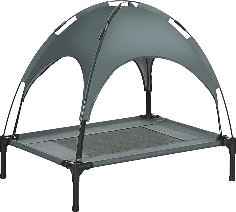 Luifel hondenligbed hondenbed verhoogd huisdierbed ademend taft-stof D04-058 by PawHut in Grey – product photo