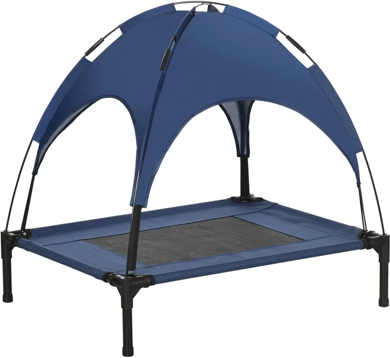 Luifel hondenligbed hondenbed verhoogd huisdierbed ademend taft-stof D04-058 by PawHut in Blue, Black, Grey – product photo