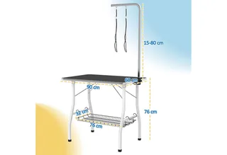 opvouwbare trimtafel - voor honden - met us en mand de PawHut en Noir, Blanc – photo produit 3 sur 5