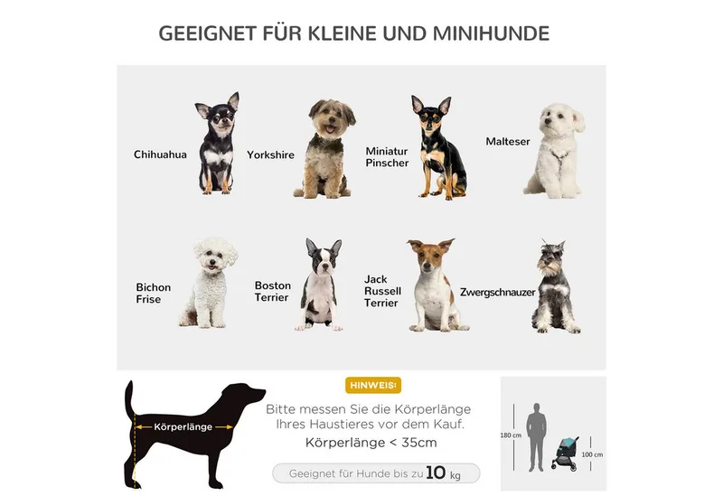 PawHut 2 in 1 Hundewagen Hundebuggy mit Regenschutz klappbar für Hunde & Katzen bis 10 kg Katzenbuggy mit Kissen Netzfenstern Türen Aufbewahrungskorb Katzenwagen Buggy de PawHut en Vert foncé – photo produit 4 sur 5