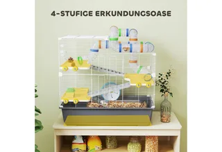 PawHut-Hamsterkäfig-Metall, Kunststoff-78L x 45B x 73H cm-Grau de PawHut en Gris – photo produit 4 sur 5