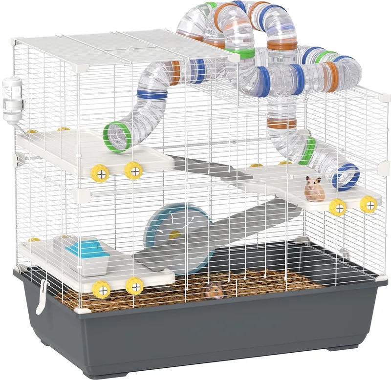 PawHut-Hamsterkäfig-Metall, Kunststoff-78L x 45B x 73H cm-Grau de PawHut en Gris – photo produit 1 sur 5