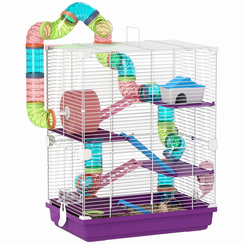 PawHut-Hamsterkooi-46x30x58cm-Metaal-Paars by PawHut in Blue – product photo