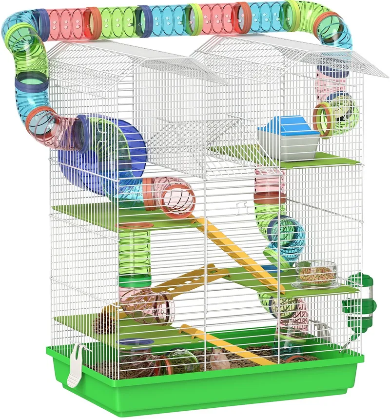 PawHut-Hamsterkooi-47x30x59cm-Metaal-Groen von PawHut in Grün – Produktfoto