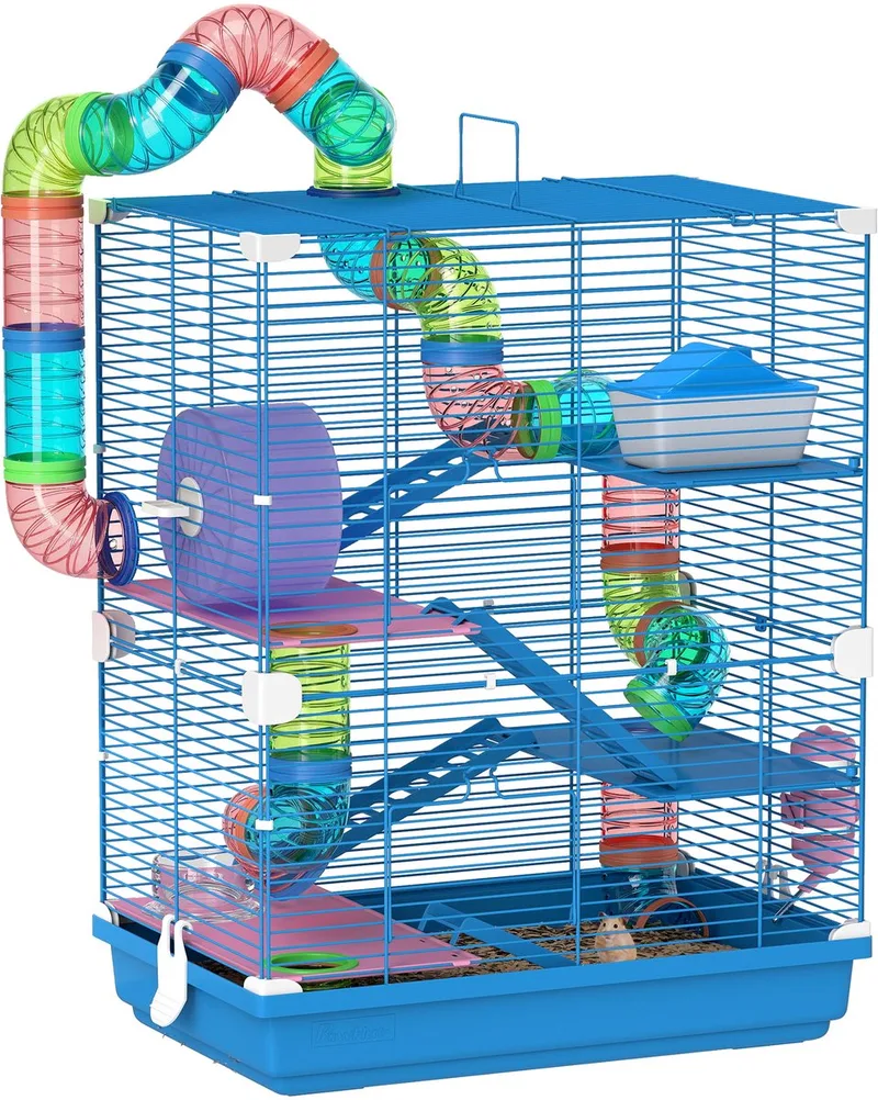 PawHut-Hamsterkooi-Metaal-46x30x58cm-Blauw by PawHut in Blue – product photo