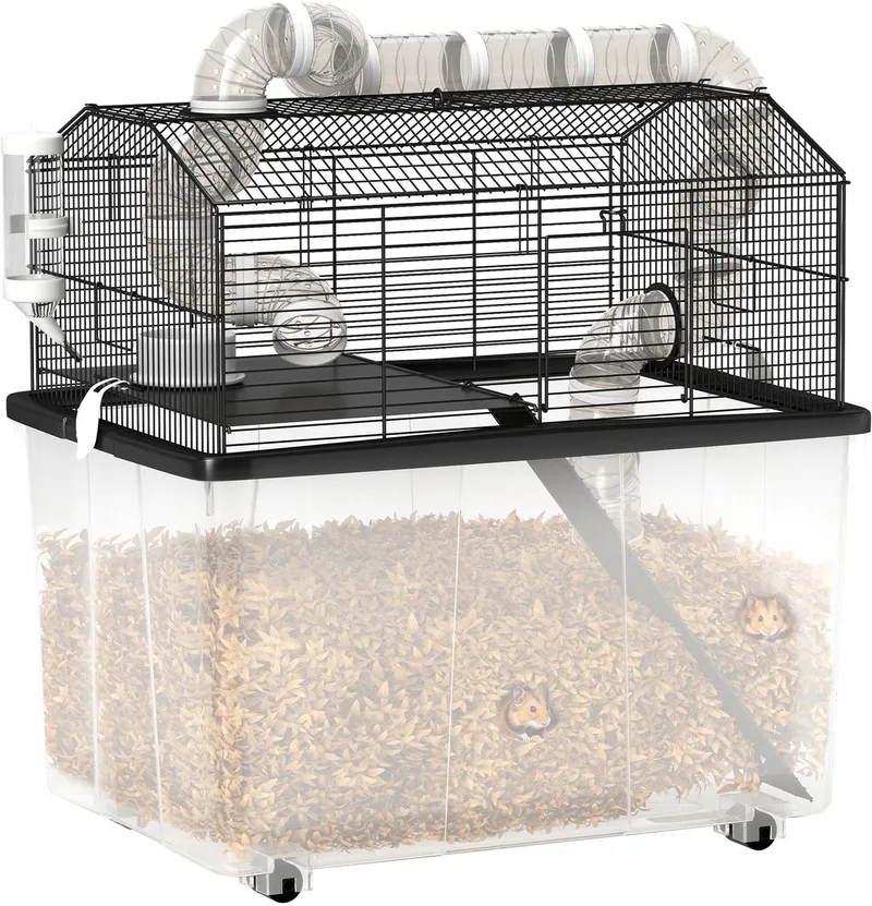 PawHut-Hamsterkooi-Staal-58x43x57cm-Zwart de PawHut en Noir – photo produit