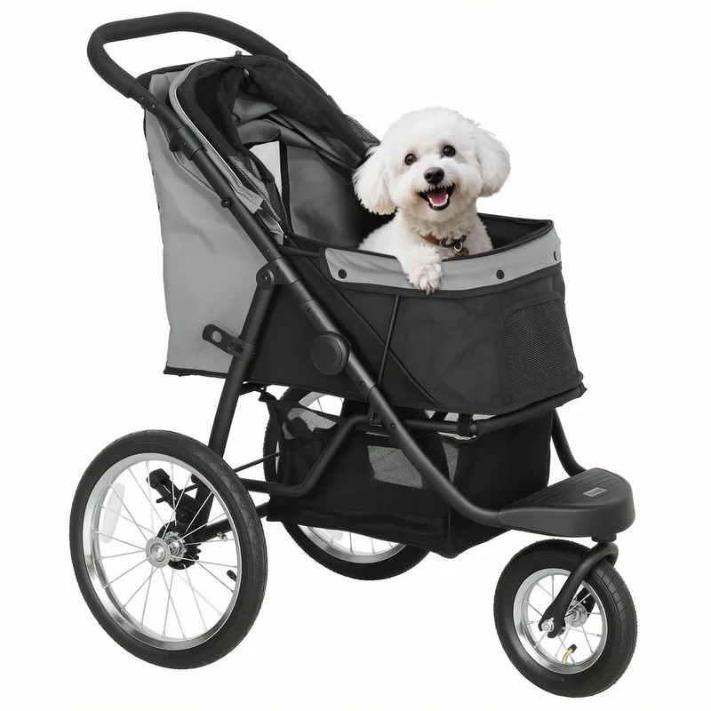 PawHut-hondenbuggy - 600D Oxford-stof (100% polyester) - 100x58x100cm von PawHut in Grau – Produktfoto