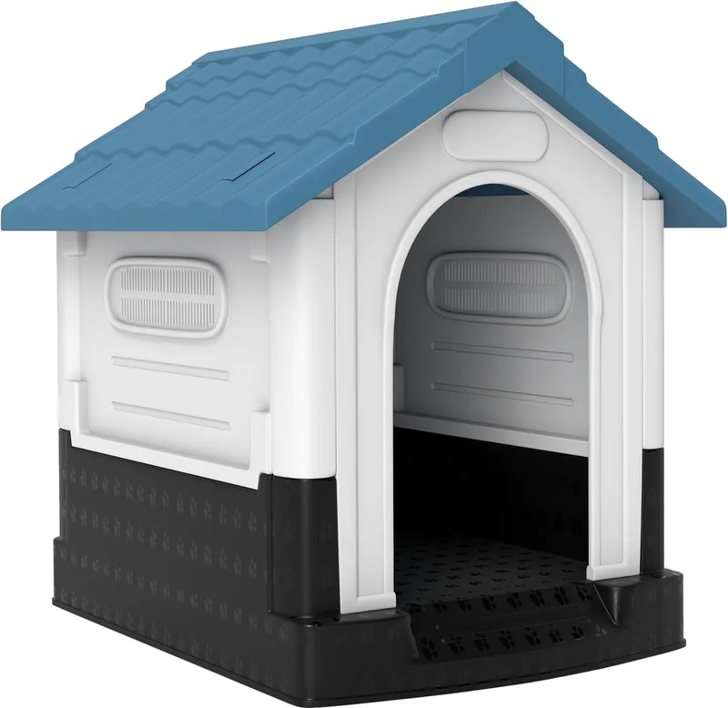 PawHut-Hondenhok-PP-64,5x57x66cm-Blauw de PawHut en Blanc – photo produit