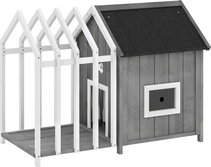 PawHut-Hondenhok-Vurenhout-106x62,5x80,5cm-Grijs by PawHut in Grey – product photo