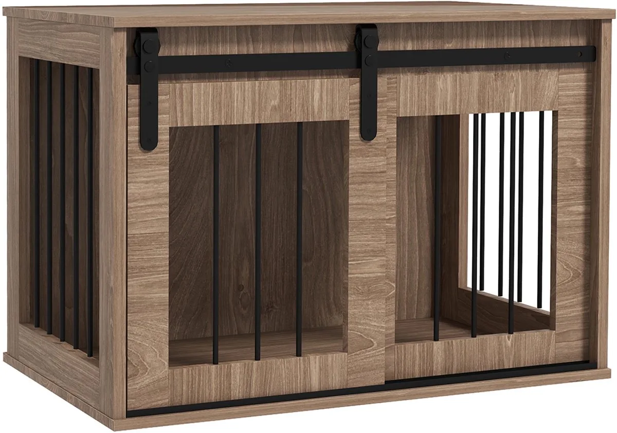 PawHut-Hondenkooi-Spaanplaat-80x54x57cm-Bruin by PawHut in Brown – product photo