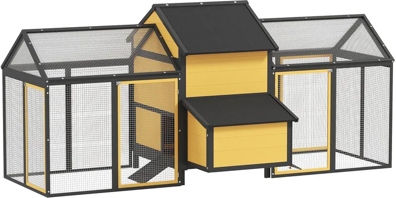 PawHut-Hühnerstall-Tannenholz-247L x 125B x 113,5H cm-Gelb de PawHut en Jaune – photo produit