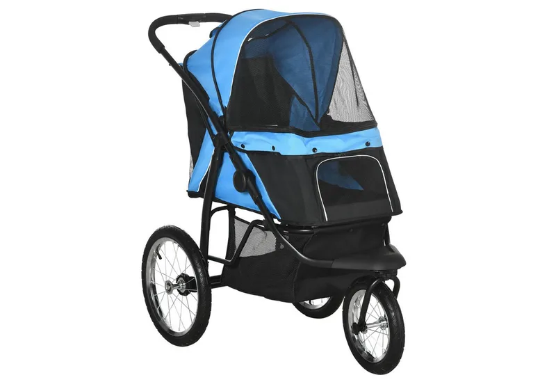 PawHut-Hundebuggy-Polyester, Stahl-111L x 58B x 107H cm-Blau van PawHut in Blauw – productfoto 2 van 4