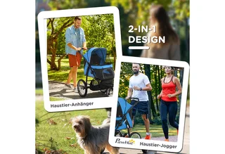 PawHut-Hundebuggy-Polyester, Stahl-111L x 58B x 107H cm-Blau van PawHut in Blauw – productfoto 4 van 4