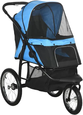 PawHut-Hundebuggy-Polyester, Stahl-111L x 58B x 107H cm-Blau van PawHut in Blauw – productfoto 1 van 4