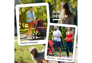PawHut-Hundebuggy-Polyester, Stahl-111L x 58B x 107H cm-Rot de PawHut en Rouge – photo produit 4 sur 4