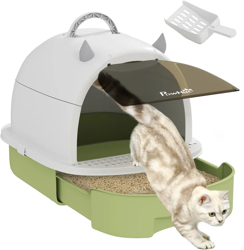 PawHut-kattenbak-PP-40,5x52x39cm-groen von PawHut in Grün – Produktfoto