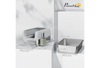 PawHut-Katzentoilette-ABS, Edelstahl-60,2L x 40,6B x 29H cm-Hellgrau by PawHut – product photo 3 of 5