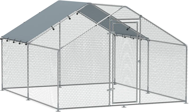 PawHut-Kippenhok-300x340x190cm-Gegalvaniseerd staal-Zilver de PawHut en Argent – photo produit