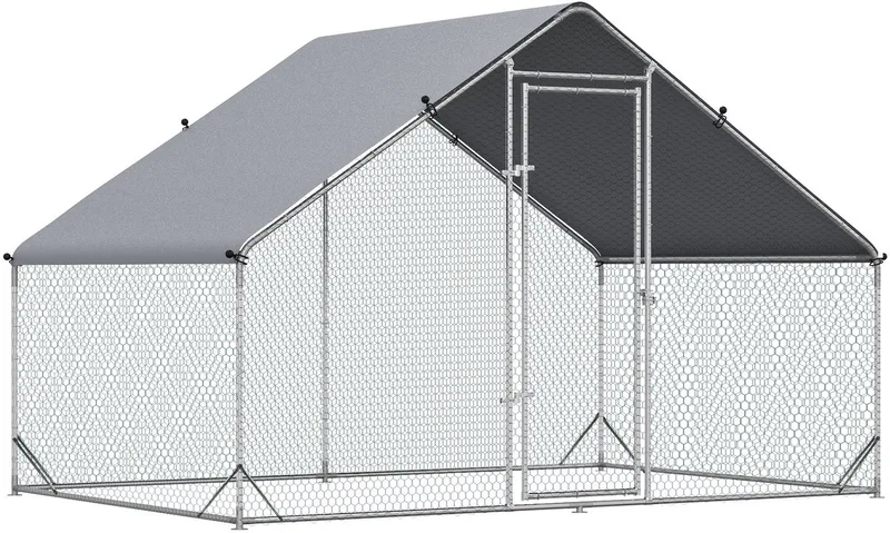PawHut-Kippenhok-Gegalvaniseerd staal-300x200x200cm-Grijs von PawHut in Grau – Produktfoto