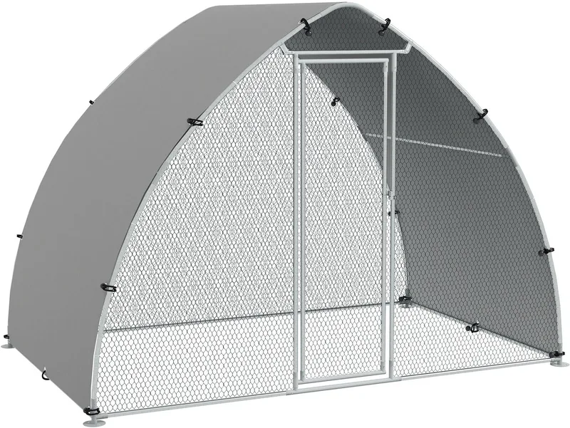PawHut-Kippenhok-Staal-304x190x220cm-Zilver by PawHut in Silver – product photo